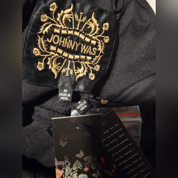 NWT Size 10 Johnny Was Black Beaded Sequin Midi Cocktail Dress - Picture 7 of 9